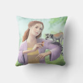 女の子の芸術のリング後につかれたLemur クッション (裏面)