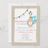 女の子の芸術/絵画パーティー誕生日招待状 招待状 (正面)