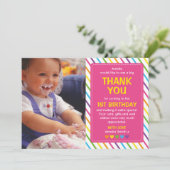 女の子の虹の誕生日のサンキューカード サンキューカード (スタンド正面)