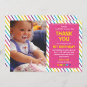 女の子の虹の誕生日のサンキューカード サンキューカード (正面/裏面)