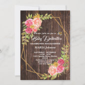 女の子の蝶の水彩花の赤ちゃん献堂 招待状 (正面)