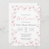 女の子の蝶の洗礼招待状 招待状 (正面/裏面)