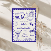 女の子の行った軽度のスパの日のバチェロレッテ手描き 招待状