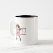 女の子の試験Tシャツおよびギフト ツートーンマグカップ (正面左)