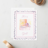女の子の誕生のお知らせ ノートカード (正面/裏面インサイチュ)