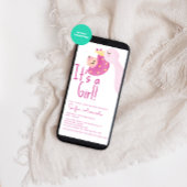 女の子の誕生を祝うピンクのスワン ベイビー シャワー 招待状