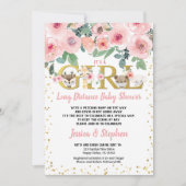 女の子の誕生を祝う遠距離ベイビーシャワー ウッドランド 招待状 (正面)