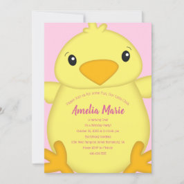 女の子の誕生パーティーピンク 招待状