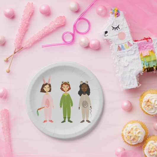女の子の誕生会のかわいいパジャマのsleepoverのパーティー ペーパープレート (パーティー)
