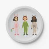 女の子の誕生会のかわいいパジャマのsleepoverのパーティー ペーパープレート (正面)