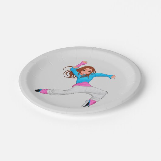 女の子の誕生会のかわいいヒップホップのダンサー ペーパープレート (アングル)