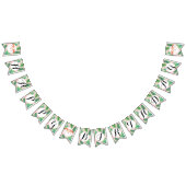 女の子の誕生会のピンクのフラミンゴの葉の水彩画 バンティングフラッグ (全)