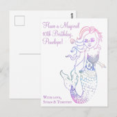 女の子の誕生日におすすめの美しいマーメイドの絵ハガキセット「お誕生日おめでとう」 ポストカード (正面/裏面)