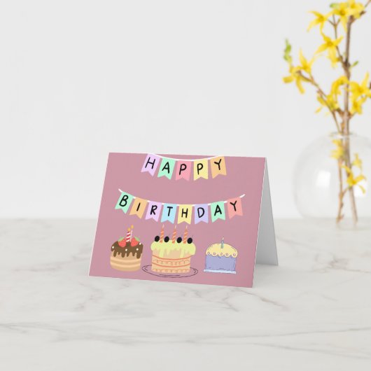 女の子の誕生日に写真と文字かわいいピンクを追加 カード (黄色い花)