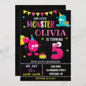 女の子の誕生日のお誘い 招待状 (正面/裏面)