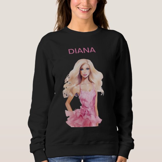 女の子の誕生日のためのピンクの人形 スウェットシャツ (正面)