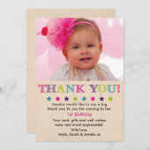 女の子の誕生日のサンキューカード サンキューカード (正面/裏面)