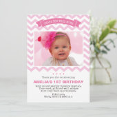 女の子の誕生日のサンキューカード 招待状 (スタンド正面)