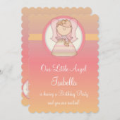 女の子の誕生日のパーティの招待状の天使のデザイン5 招待状 (正面/裏面)