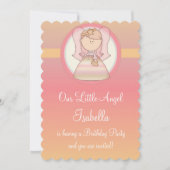 女の子の誕生日のパーティの招待状の天使のデザイン5 招待状 (正面)