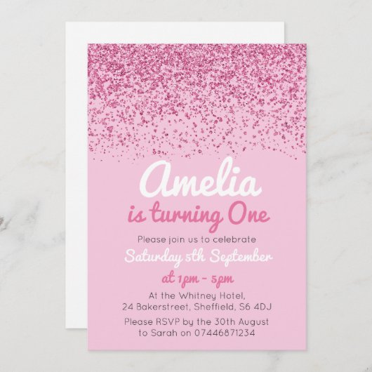 女の子の誕生日のパーティの招待状 招待状 (正面/裏面)