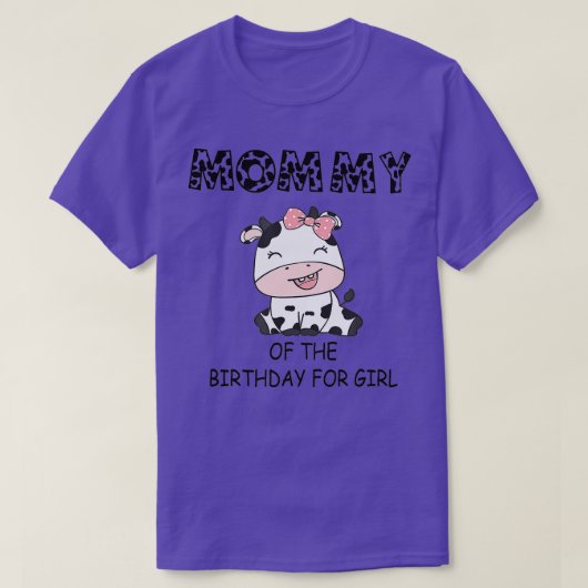女の子の誕生日のモーミーカウファームファーストbirt tシャツ (デザイン正面)
