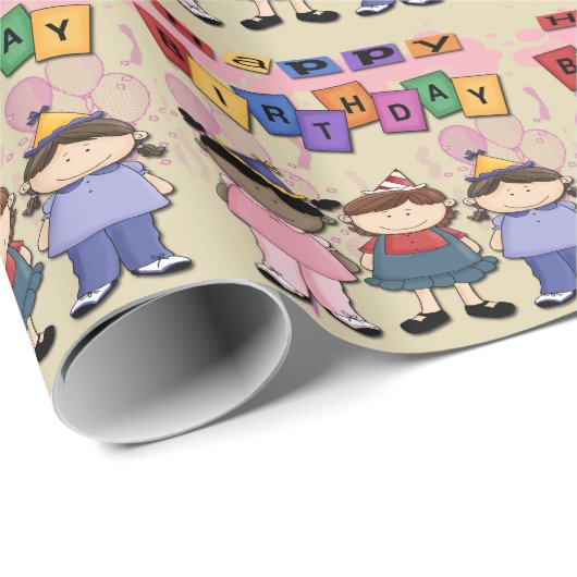 女の子の誕生日の誕生日の包装紙 ラッピングペーパー (ロールコーナー)