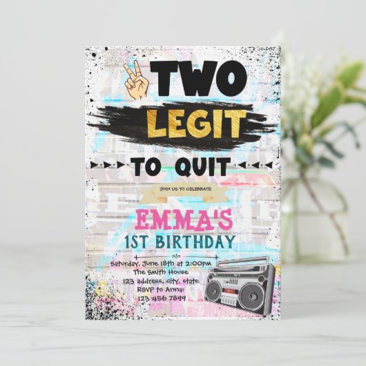 女の子の誕生日やめの招待に2つのlegit 招待状 (スタンド正面)