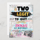 女の子の誕生日やめの招待に2つのlegit 招待状 (正面/裏面)