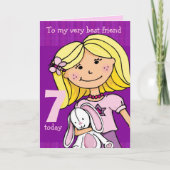 女の子の誕生日カード"女の子らしかわいい"紫 カード (正面)