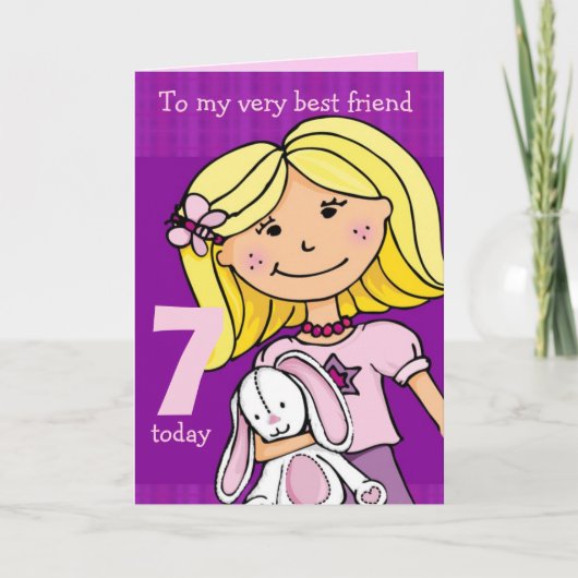 女の子の誕生日カード"女の子らしかわいい"紫 カード (正面)