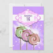 女の子の誕生日キャンディースイート16 招待状 (正面)