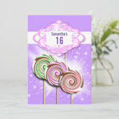 女の子の誕生日キャンディースイート16 招待状 (スタンド正面)