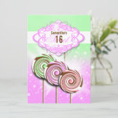 女の子の誕生日キャンデーの菓子16 招待状 (スタンド正面)