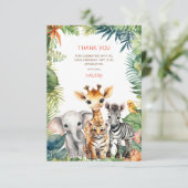 女の子の誕生日ジャングルサファリ動物写真 サンキューカード (スタンド正面)
