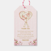 女の子の誕生日テニスクピンクゴールド ギフトタグ (正面)