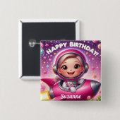 女の子の誕生日バッジ 缶バッジ (正面&裏面)