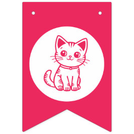 女の子の誕生日パーティカスタムーの色子猫 バンティングフラッグ