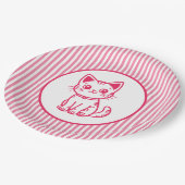 女の子の誕生日パーティカスタムーの色子猫 ペーパープレート (アングル)