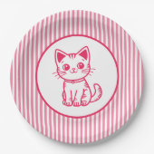 女の子の誕生日パーティカスタムーの色子猫 ペーパープレート (正面)