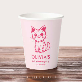 女の子の誕生日パーティカスタムーの色子猫 紙コップ