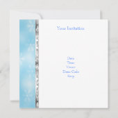 女の子の誕生日パーティバタフライブルーホワイトフラワー 招待状 (裏面)