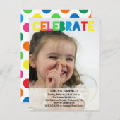 女の子の誕生日パーティフォト招待状 インビテーションポストカード (正面/裏面)