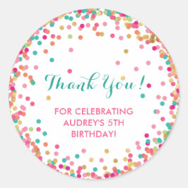 女の子の誕生日パーティーありがとうステッカー ラウンドシール