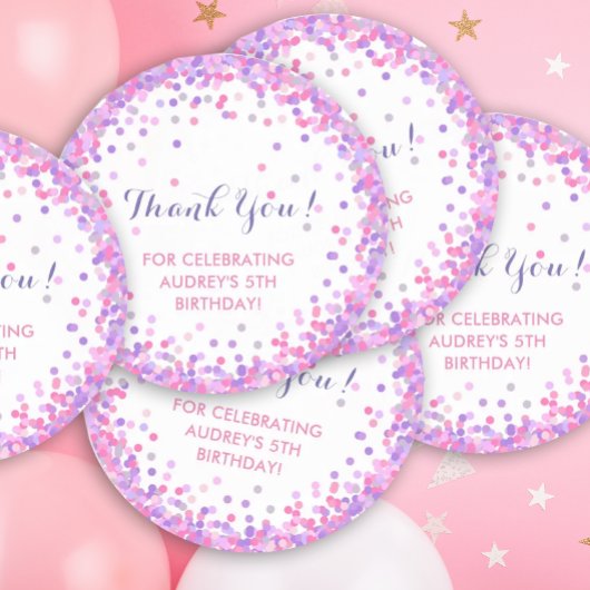 女の子の誕生日パーティーありがとうステッカー ラウンドシール