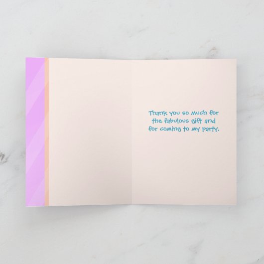 女の子の誕生日パーティーお礼カード サンキューカード (内部)