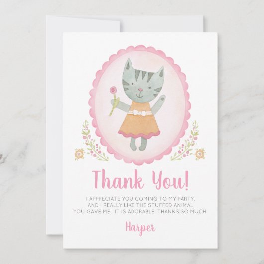 女の子の誕生日パーティーお礼カード サンキューカード (正面)