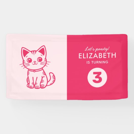 女の子の誕生日パーティーにカスタムカラーの子猫キット 横断幕 (横)