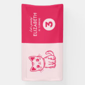 女の子の誕生日パーティーにカスタムカラーの子猫キット 横断幕 (縦)