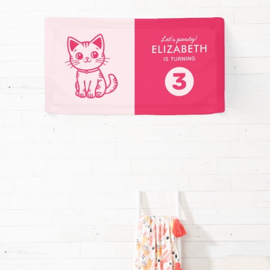 女の子の誕生日パーティーにカスタムカラーの子猫キット 横断幕 (インサイチュ)